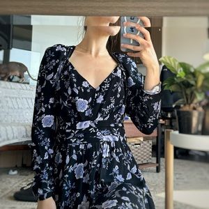 Forever 21 Black Floral Mini Dress with Back Detail